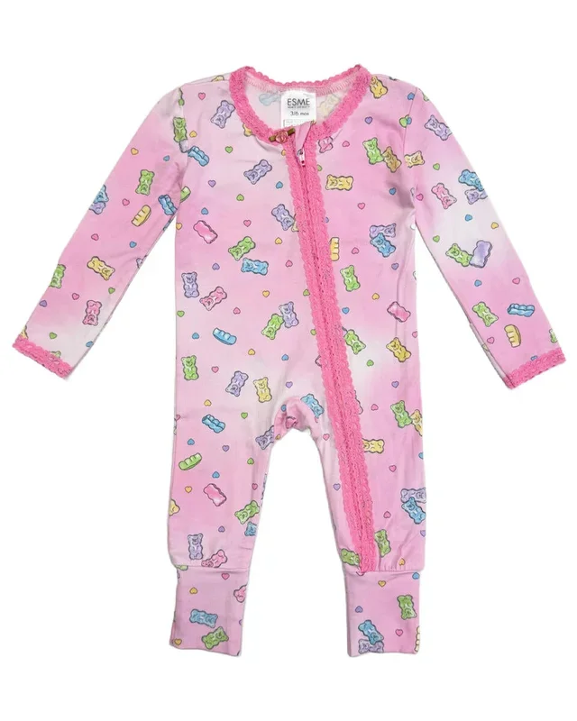 Candy Bears Lace Trim Flip-Footie