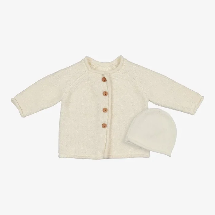 Cardigan And Beanie – Cream