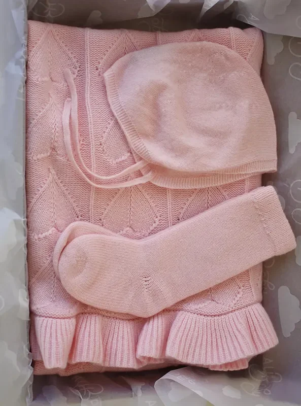 Cashmere Cloud Baby Blanket Gift Set – Peony