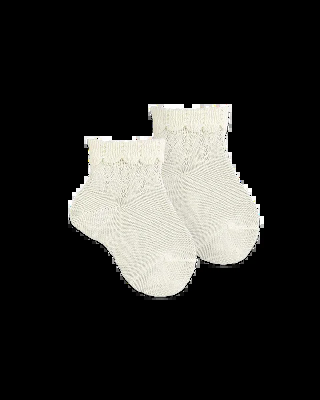 Ceremony ankle socks with openwork and folded cuff kids