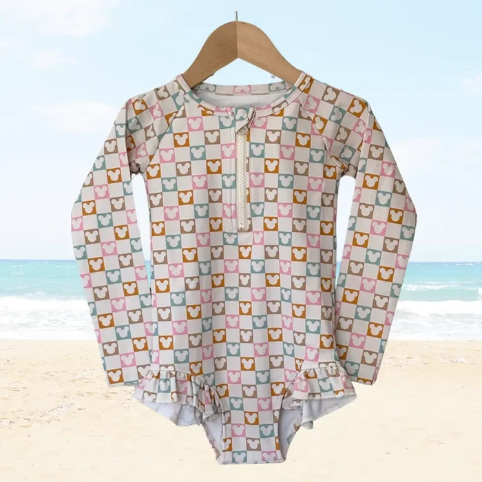 Checkered Magic Long Sleeve Swimsuit