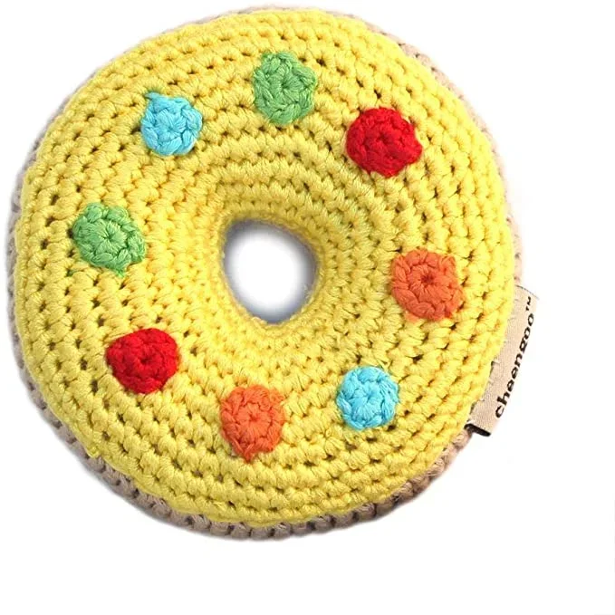 Cheengoo Hand Crocheted Rattle – Yellow Donut
