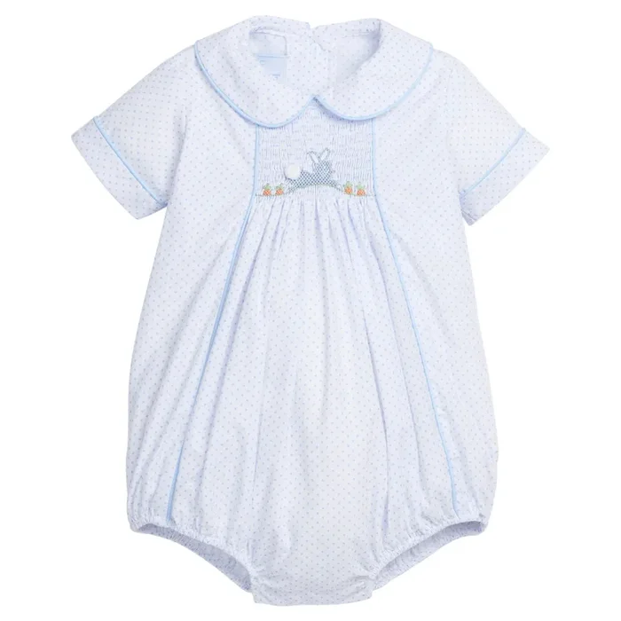 Chest Smocked Bubble – Blue Bunny