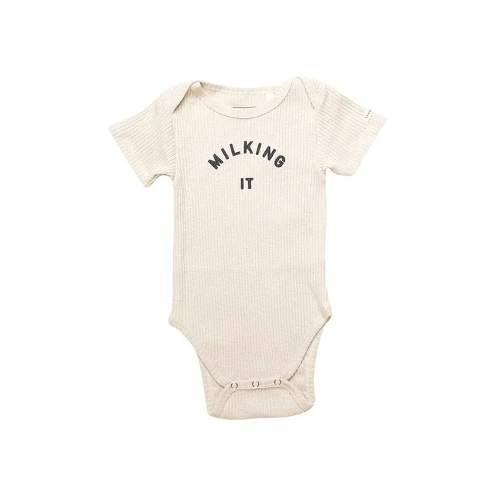 Claude & Co “Milking It” Short Sleeve Bodysuit – Oat