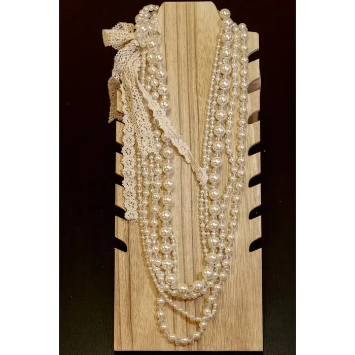 Clear Beading Multi-Strand Pearl Necklace