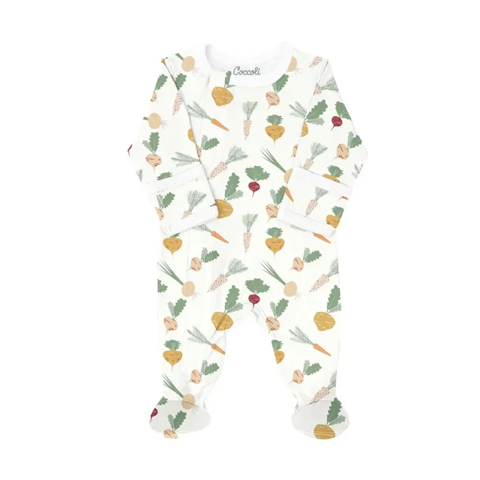 COCCOLI Modal Zipper Footie – Veggies on Cream