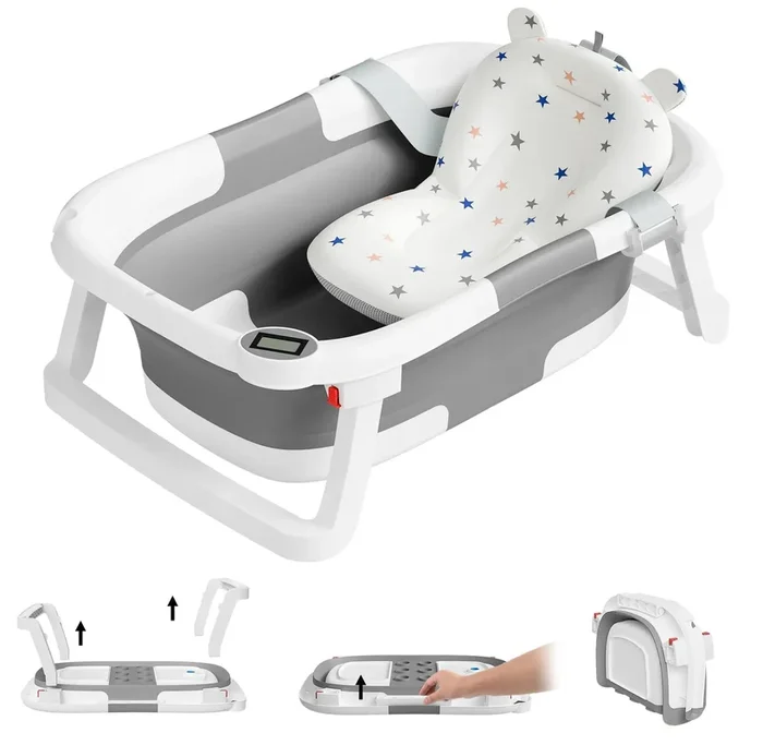 Collapsible Baby Bathtub for Infants and Toddlers – Gray