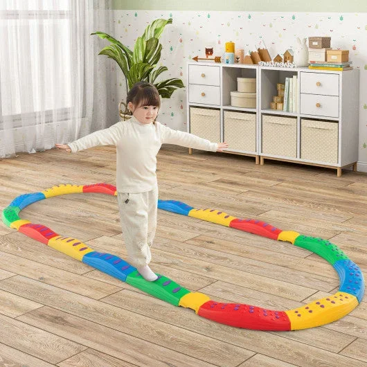 Colorful Kids Wavy Balance Beam With Textured Surface and Non-Slip Foot Pads-Multicolor