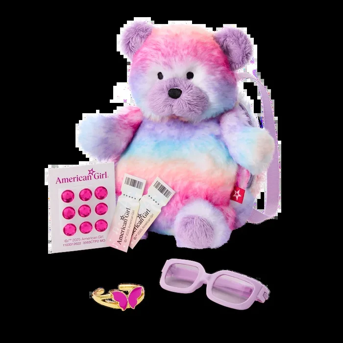 Colorful Teddy Bear Backpack & Accessory Set for 18-inch Dolls