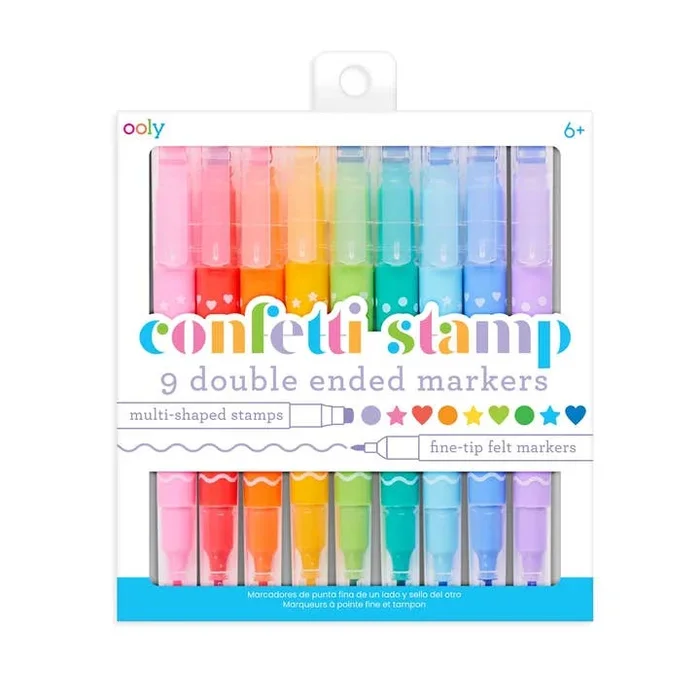 Confetti Stamp Double Ended Scented Markers – Set of 9