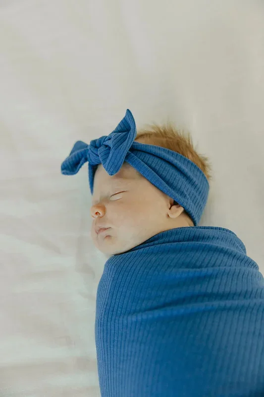 Copper Pearl Knit Swaddle Blanket – Indigo Rib