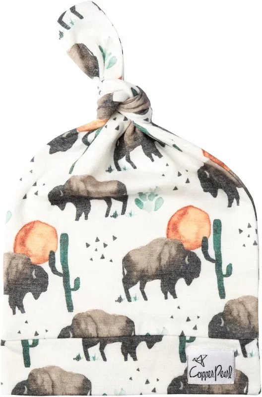 Copper Pearl Newborn Top Knot Hat – Bison