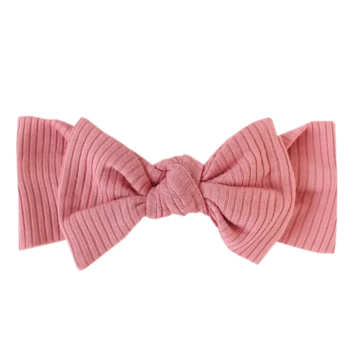 Copper Pearl Rib Knit Headband Bow | Rosewood