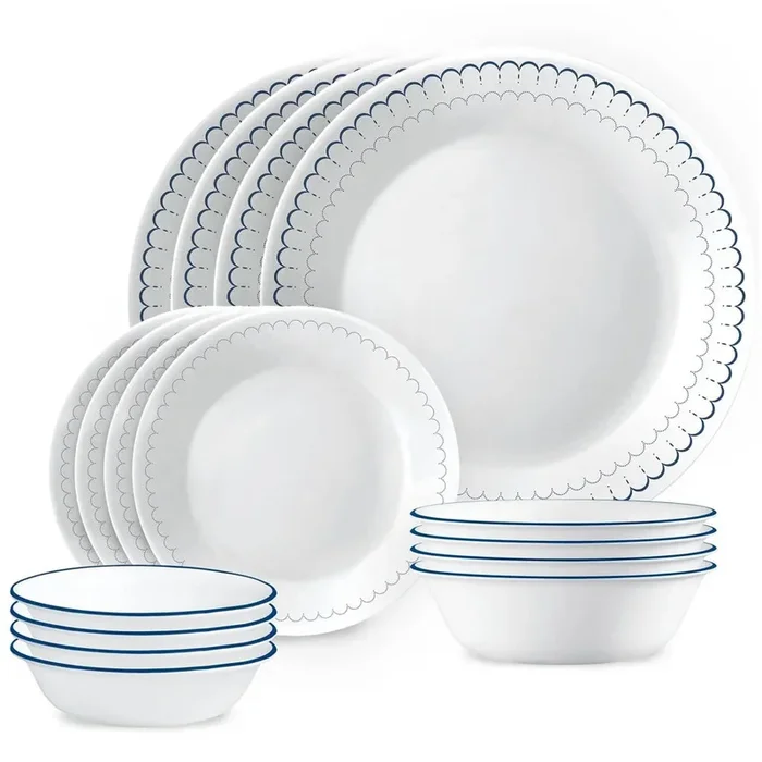 Corelle 16pc Vitrelle Caspian Lace Dinnerware Set, Service for 4