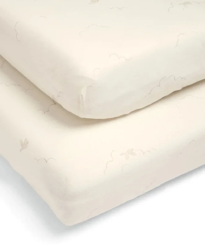 Cotbed Fitted Sheets (2 pack), Welcome to the World Duckling – Cream