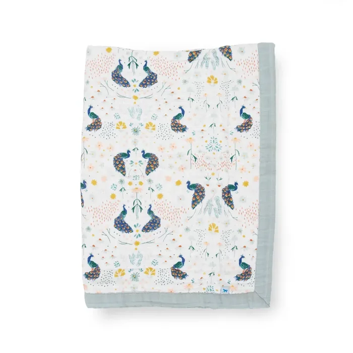 Cotton Muslin Baby Quilt – Peacock