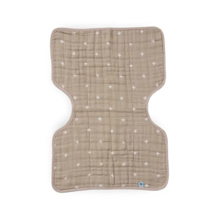 Cotton Muslin Burp Cloth – Taupe Cross