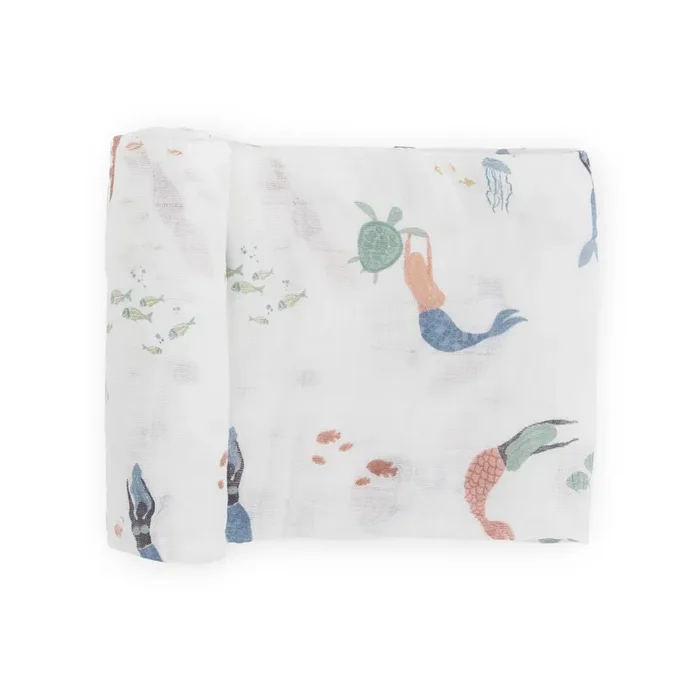 Cotton Muslin Swaddle Blanket – Mermaids
