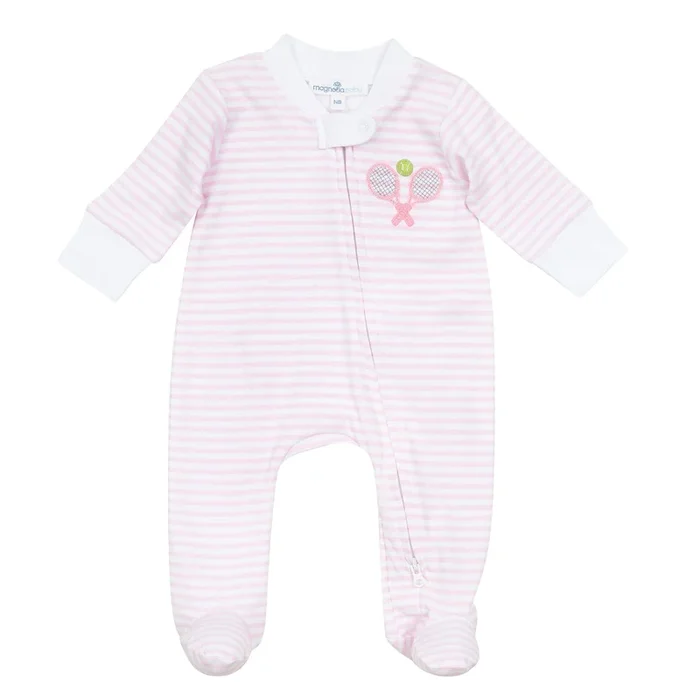 Courtside Cuties Applique Zip Footie | Pink