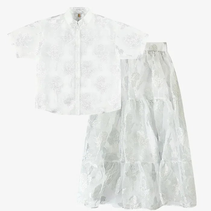 Crunch Top And Skirt – Silver