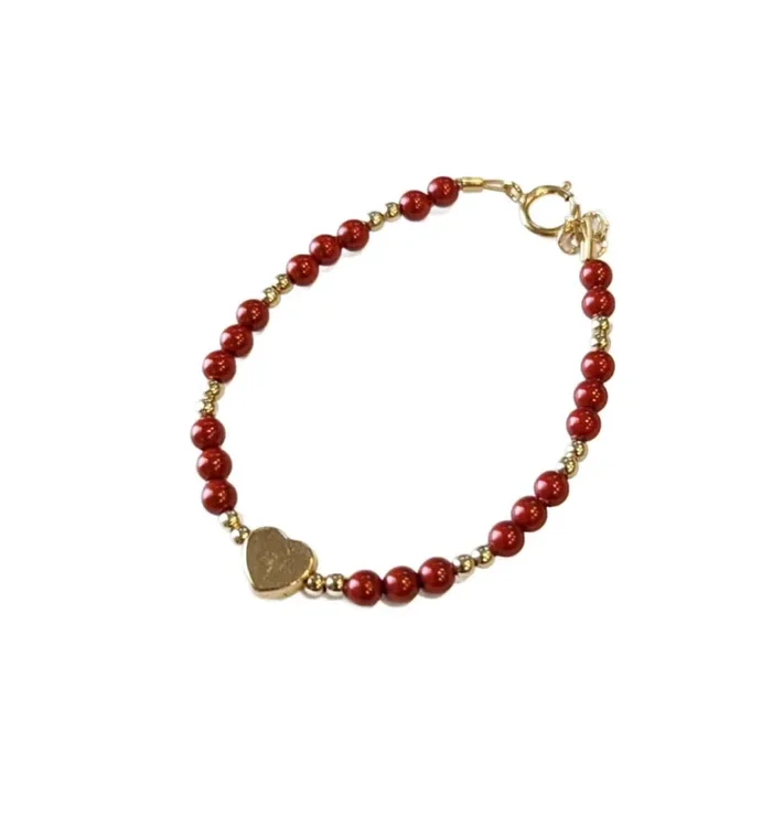 CRYSTAL DREAM MULBERRY AND PASTEL PINK PEARLS WITH GOLD FILLED HEART BEAD CENTER