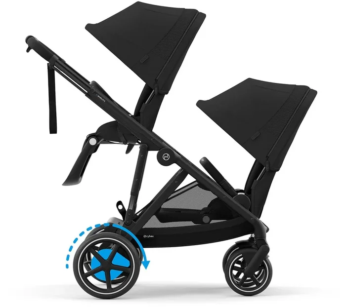 Cybex eGazelle S Electronic Assist Double Stroller Bundle – Black Frame / Moon Black