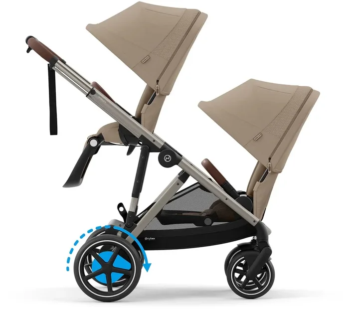 Cybex eGazelle S Electronic Assist Double Stroller Bundle – Taupe Frame / Almond Beige