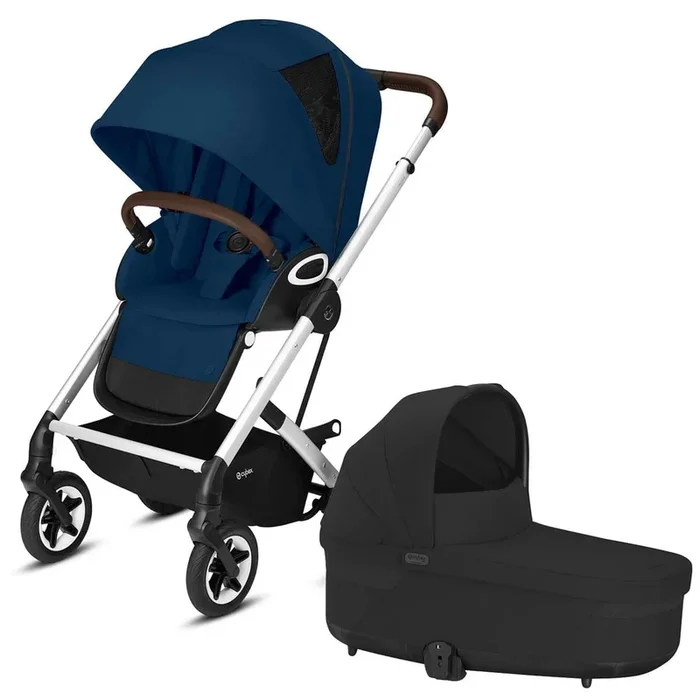 Cybex Talos S Lux All-Terrain Stroller + Cot S Lux 2 Bundle – Navy Blue / Moon Black