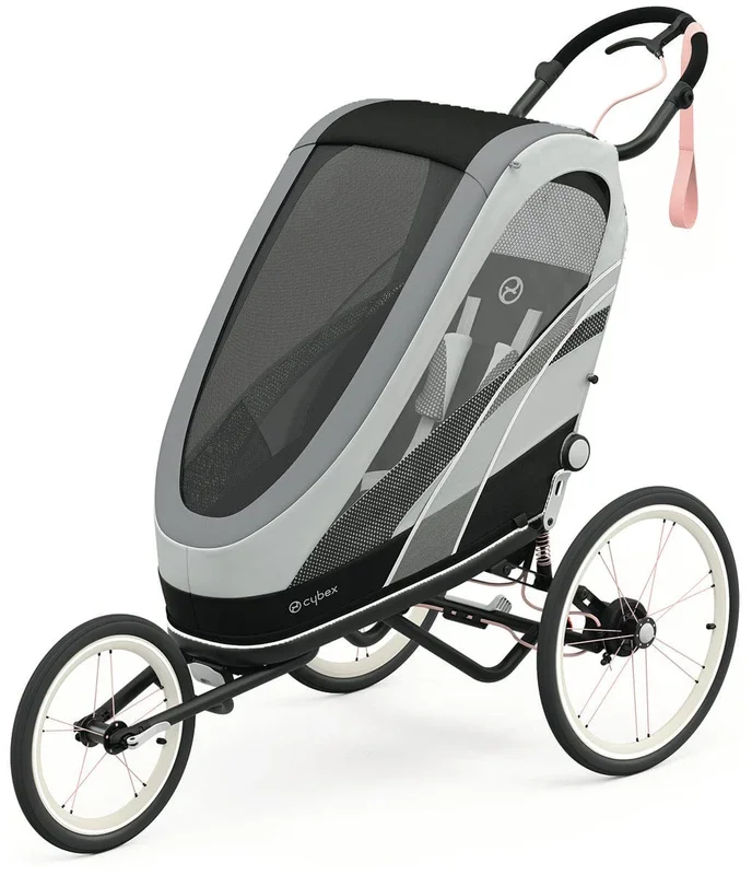 Cybex Zeno Multisport Trailer Bundle – Black/Pink Frame + Medal Grey Seat Pack