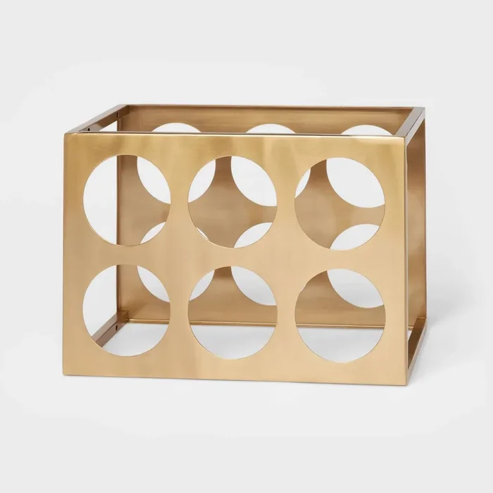 Delavan Collection 6-Bottle Metal Stand Wine Rack – Gold