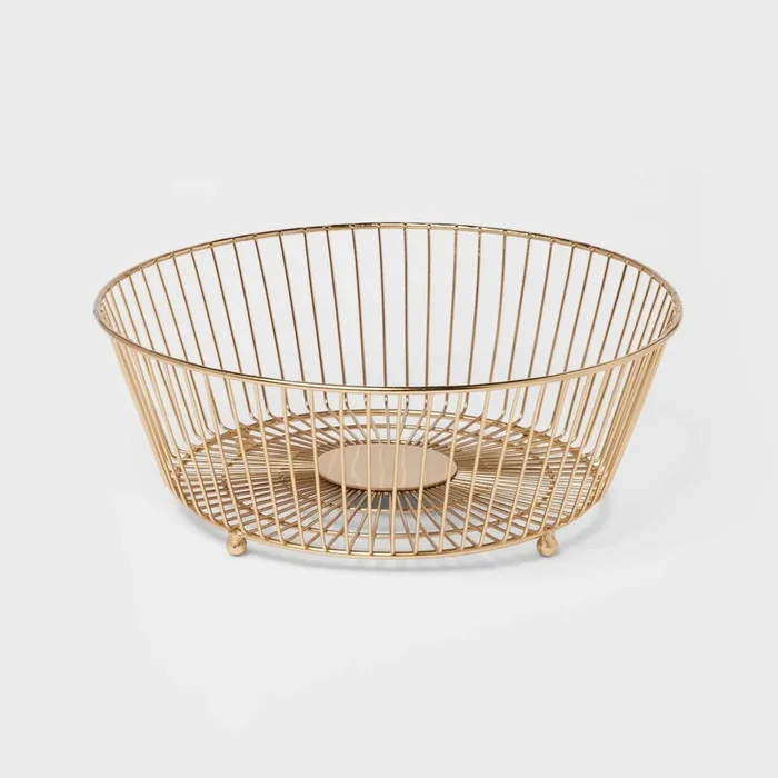 Delavan Collection Metal Wire Fruit Bowl Gold