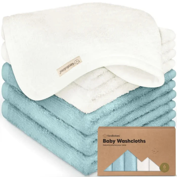 Deluxe Baby Washcloths (White/Sky)
