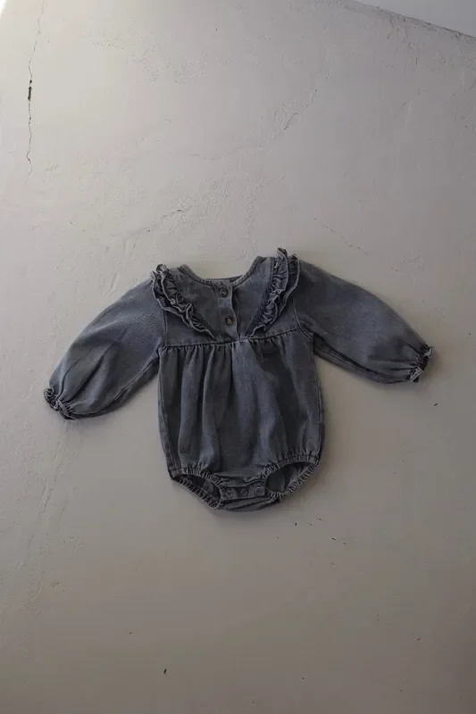 Denim Romper | Ruffle