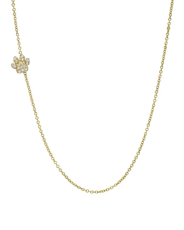 Diamond Asymmetrical Paw Necklace