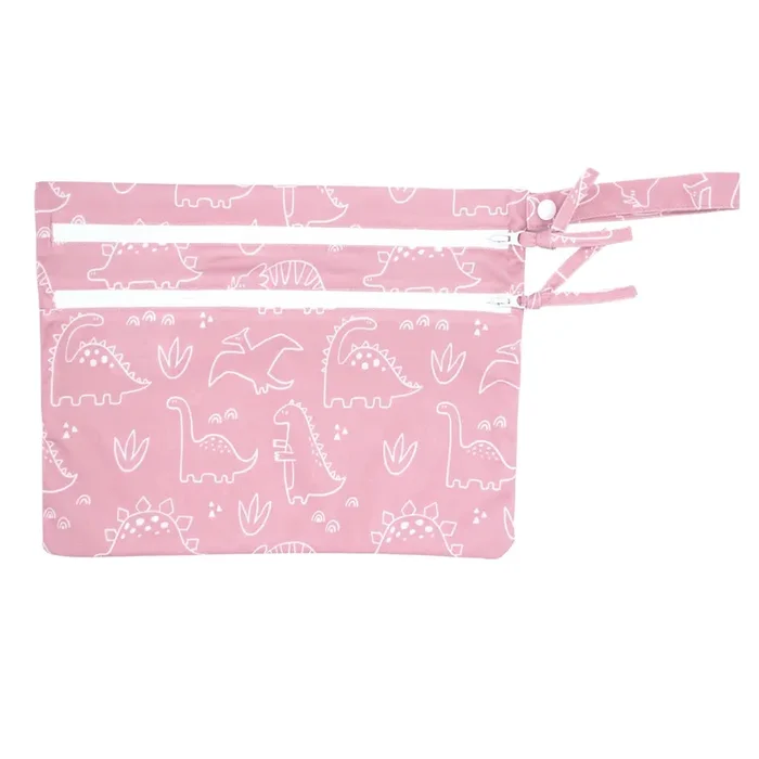 Dino Friends – Blush – Waterproof Wet Bag (for Mealtime, On-the-go, And More!)