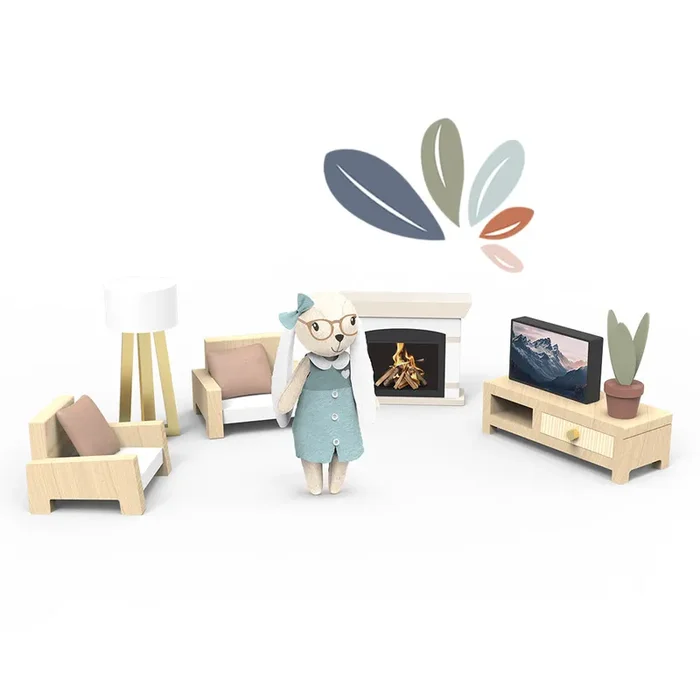 Doll House Living Room Set Incl. 1 Character