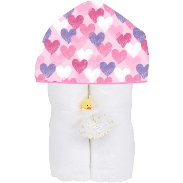 Doodle Hearts Plush Deluxe Hooded Towel