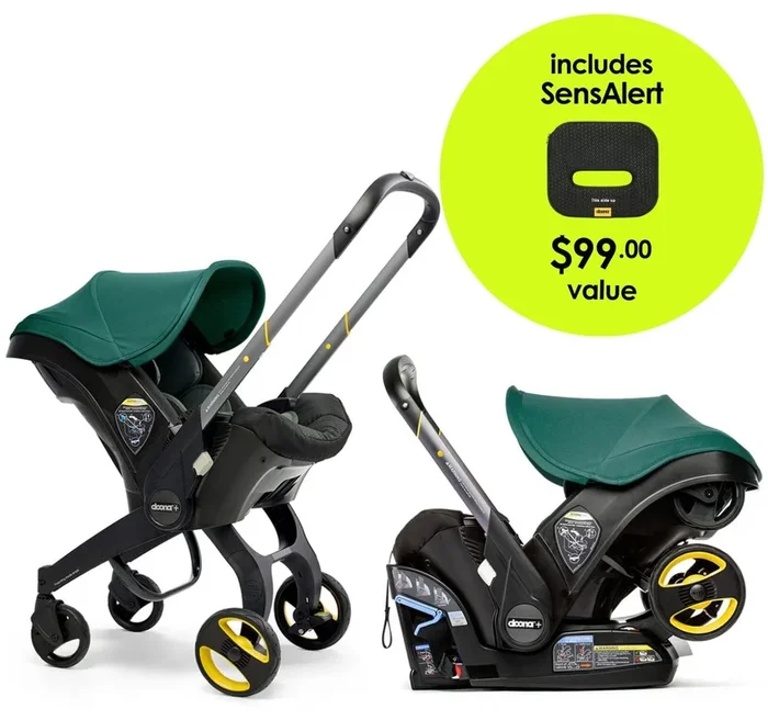 Doona+ Infant Car Seat & Stroller + SensAlert Pad Bundle – Racing Green