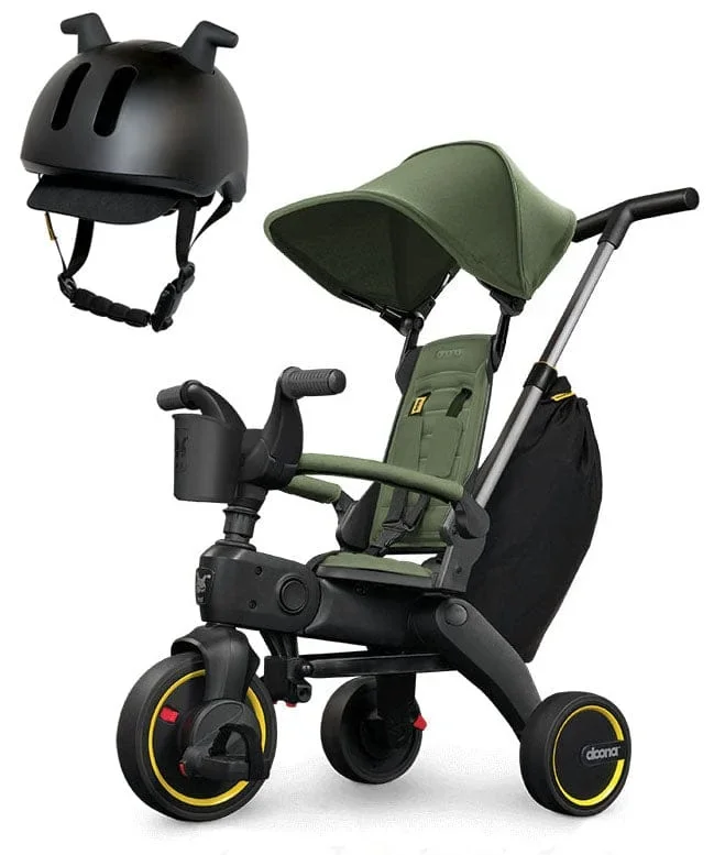 Doona Liki Trike S3 + Liki Helmet Bundle – Desert Green / Black