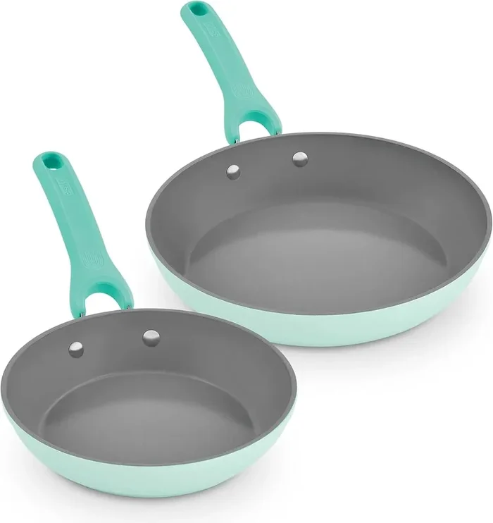 Dream Green Nonstick Aluminum Frypan Set – 8″ & 10″ Aqua