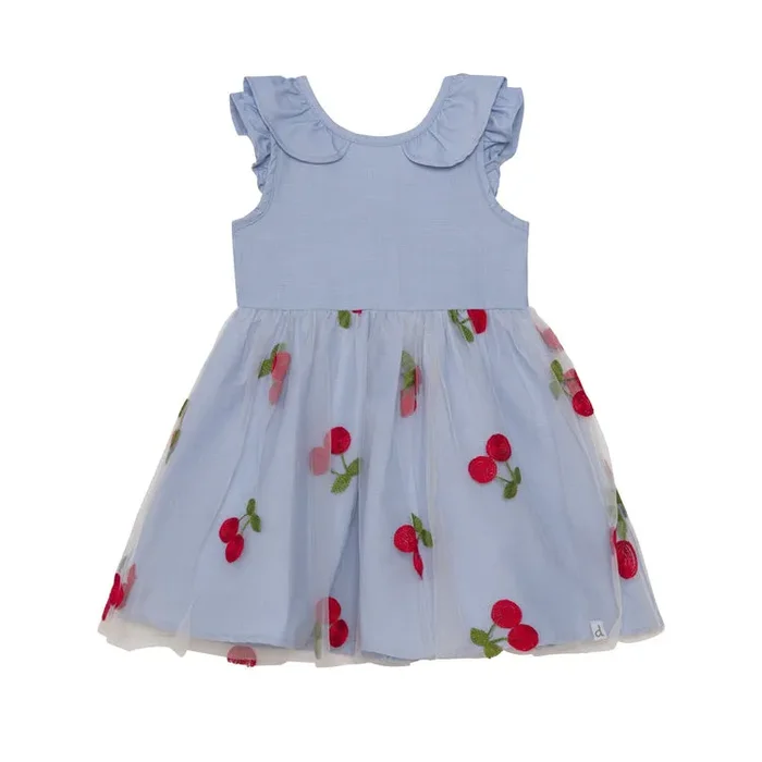 Dress With Tulle Skirt Light Blue