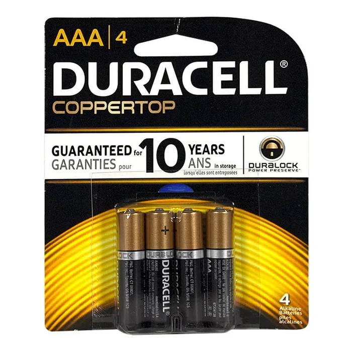 Duracell Coppertop AAA Batteries – Card of 4