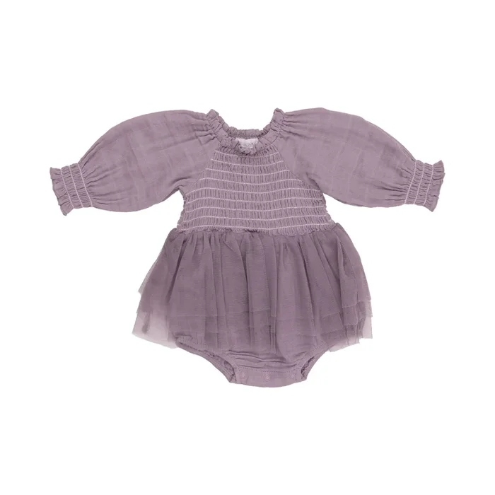 Dusty Lavender Long Sleeve Smocked Tutu Bubble