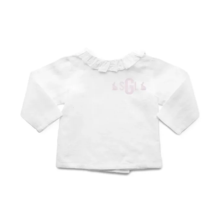 Easter Monogram Double Button Blouse | White Linen