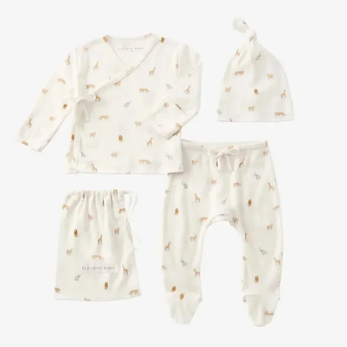 Elegant Baby – Organic Pointelle Take Me Home Set – Safari