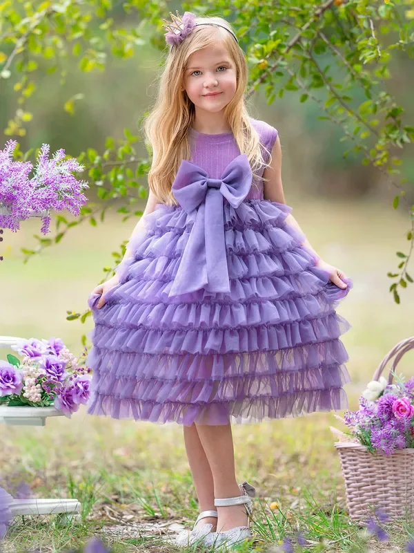 Elegant Ruffle Bow Tutu Dress
