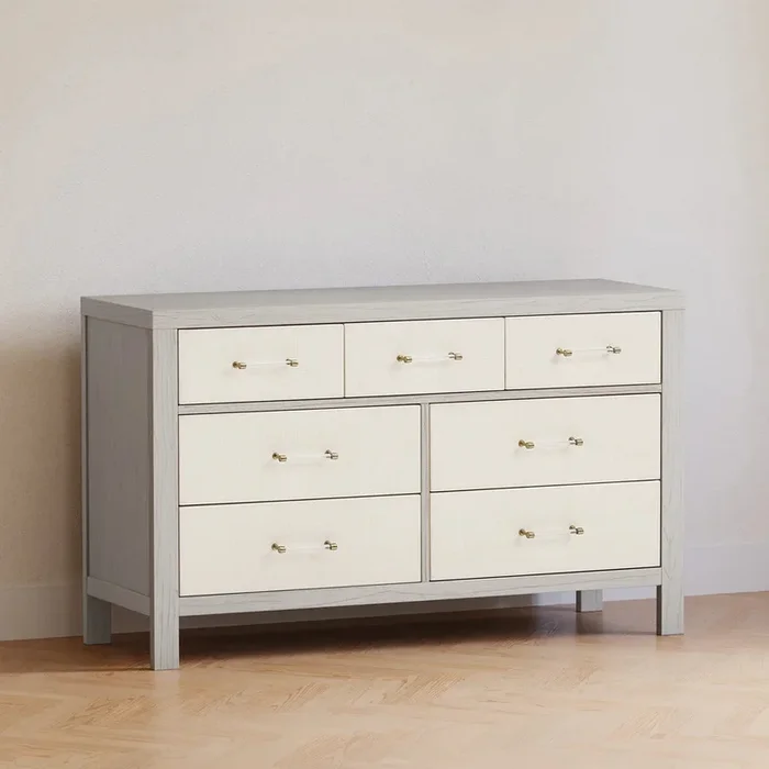 Eloise 7 Drawer Dresser – White Driftwood w/ Pearl Eco Weave
