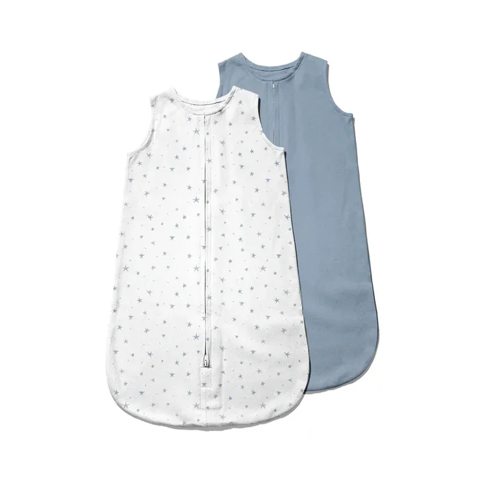 ELY`S & CO. 2 PACK WEARABLE BLANKETS – BLUE STARS – 6-12 M