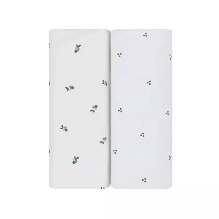 ELY`S & CO. BABY WATERPROOF FITTED PACK N PLAY – MINI CRIB SHEET 100% COMBED JERSEY COTTON BLUE STRIPES & SPLASH 2PK