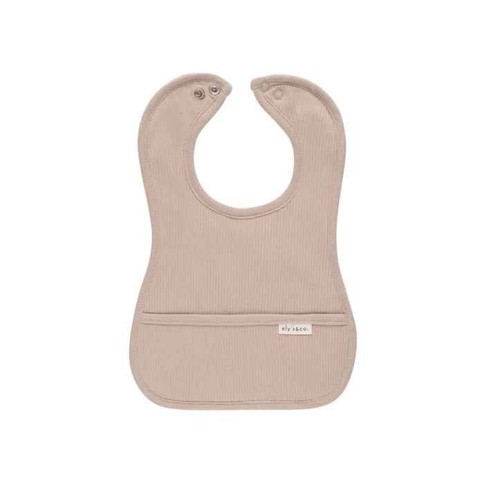 ELY`S & CO. SINGLE RIBBED BIB – TAN – 6-18M